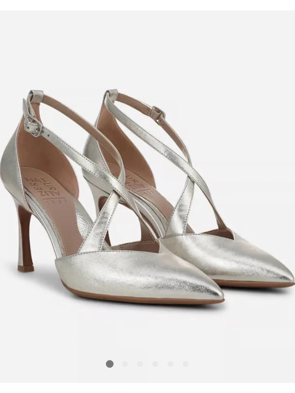 Naturalizer Metallic Silver Crisscross Pointed-Toe Heels